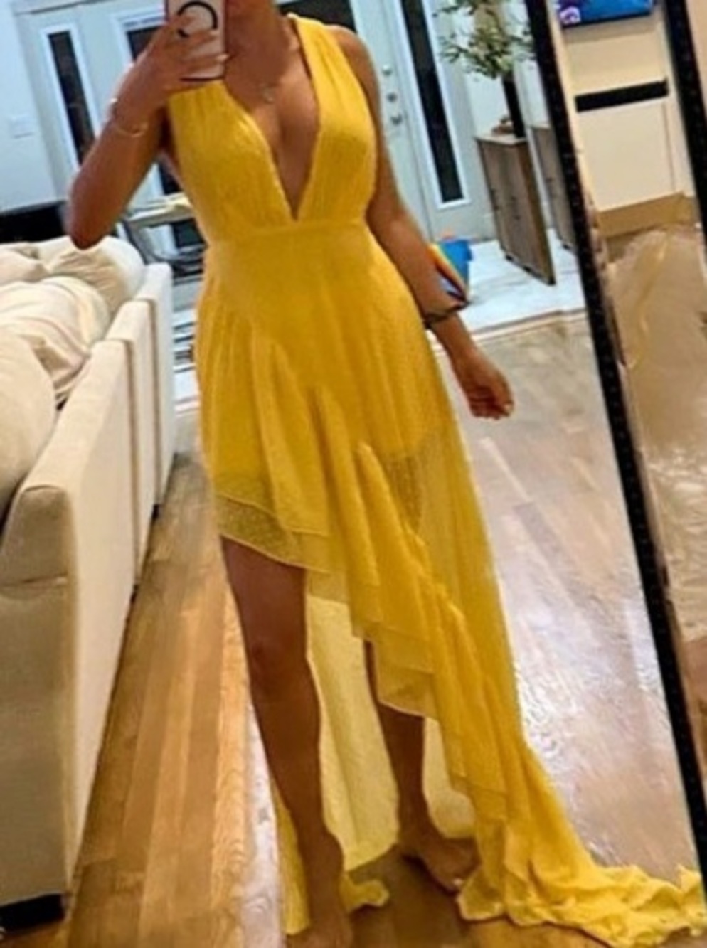 Yellow High-Low Dress - Picture 2 of 4